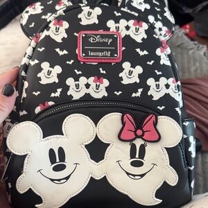 Loungefly Disney Mickey and Minnie Kids Backpack - Black and White